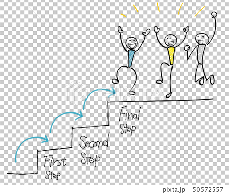 3ステップ達成 喜ぶ人たち 階段 3ステップ達成 喜ぶ人たち 階段 50572557