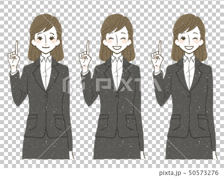 スーツ-女性-笑顔-人差し指を立てる 50573276