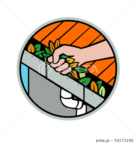 Hand Cleaning Roof Rain Gutter Icon Hand Cleaning Roof Rain Gutter Icon 50573280