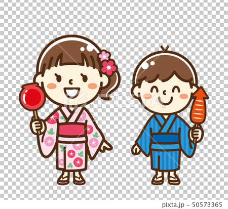 子供 浴衣のイラスト素材