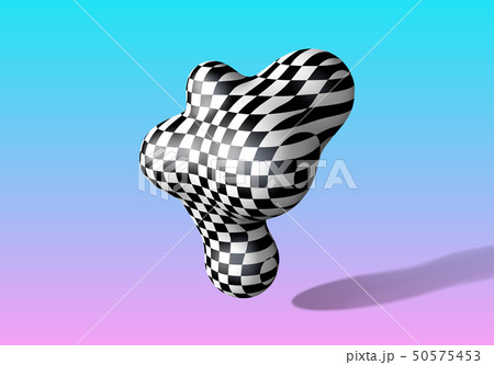 Abstract 3d fluid metaball shape with checkered pattern Abstract 3d fluid metaball shape with checkered pattern 50575453