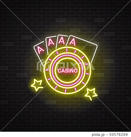 Casino neon illuminated signboard 50576209