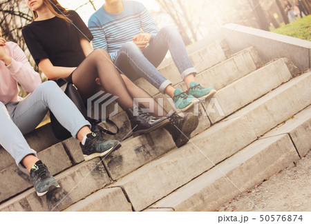 Crop photo of group of friends Millennials 50576874