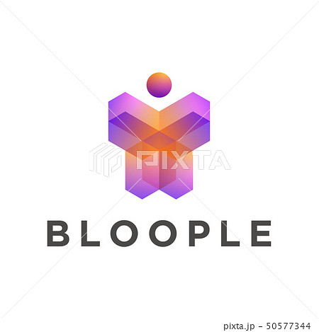People geometric 3d shape logo template, orange People geometric 3d shape logo template, orange 50577344