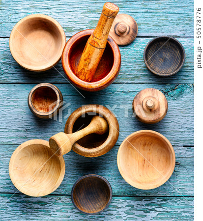 Wooden mortar and pestle Wooden mortar and pestle 50578776