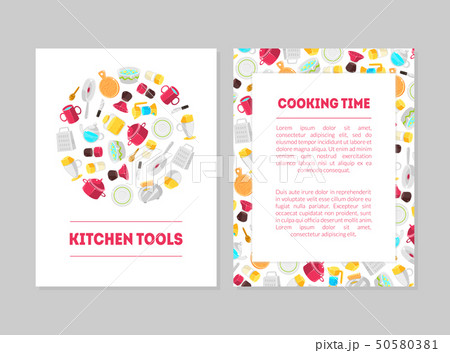 Cooking Time, Kitchen Tools Banner Templates Set, Cards with Place for Text and Cooking Utensils 50580381