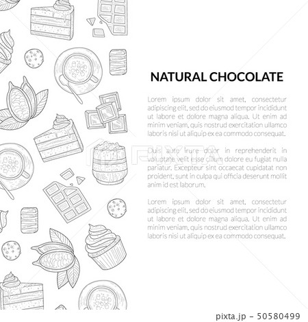 Natural Chocolate Banner Template with Hand Drawn Pattern and Place for Text, Design Element Can Be 50580499