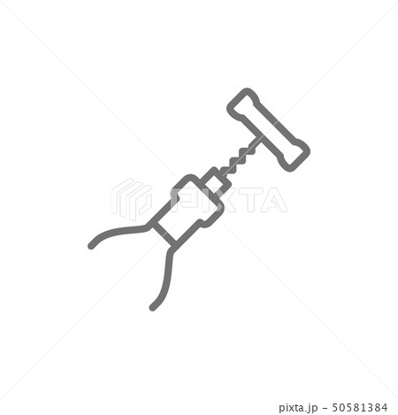 Bottle open with corkscrew line icon. 50581384