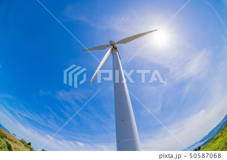 静岡県東伊豆町稲取 東伊豆風力発電所 魚眼レンズ 静岡県東伊豆町稲取 東伊豆風力発電所 魚眼レンズ 50587068