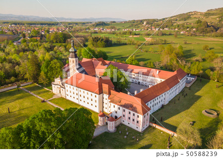 Aerial view of Cistercian monastery Kostanjevica na Krki, homely appointed as Castle Kostanjevica 50588239