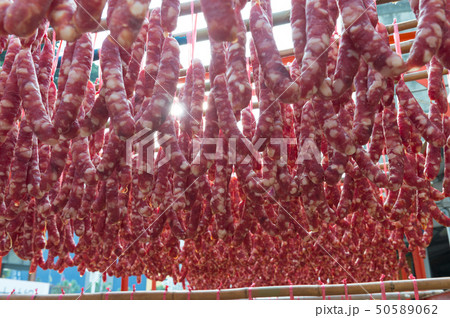 The Taiwan Delicatessen, sausages, on market. The Taiwan Delicatessen, sausages, on market. 50589062