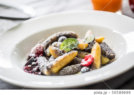 Potato dumplings sulance gnocci with milled poppy Potato dumplings sulance gnocci with milled poppy 50589699