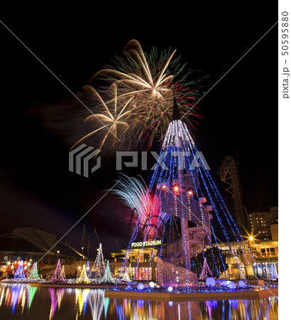 富士急ハイランド 花火大会の写真素材