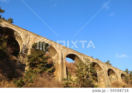 北海道、函館市、汐首町、旧戸井線、アーチ橋 北海道、函館市、汐首町、旧戸井線、アーチ橋 50598716