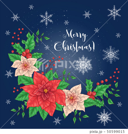 Poinsettia Flowers and Christmas Floral Elements. Poinsettia Flowers and Christmas Floral Elements. 50599015
