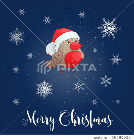 Christmas vector illustration with bullfinch. 50599030