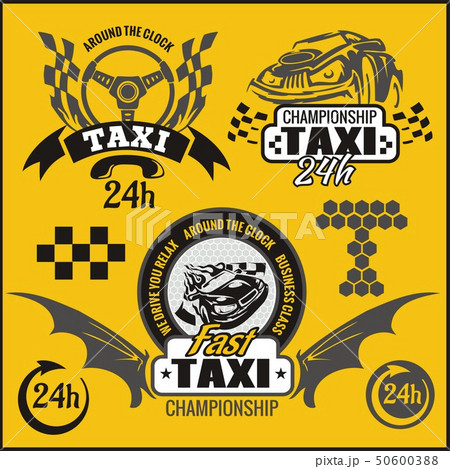 Taxi symbols, and elements for taxi emblem - vector set. 50600388