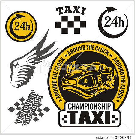 Taxi symbols, and elements for taxi emblem - vector set. 50600394