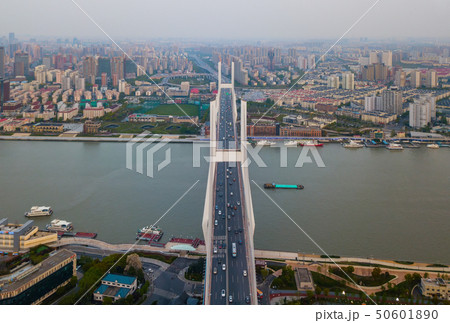 Aerial view of Nanpu Bridge, Shanghai Downtown, 50601890