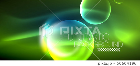 Blue neon bubbles and circles futuristic abstract background 50604196