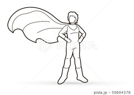 Super Hero Man standing with costume cartoon  50604376