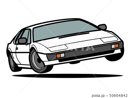 ブリティッシュスポーツカー　ジャンプ　白色　自動車イラスト 50604842