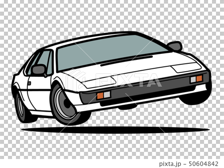 ブリティッシュスポーツカー　ジャンプ　白色　自動車イラスト 50604842