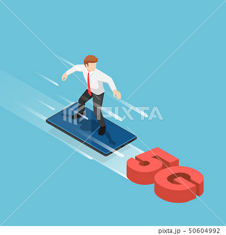 Isometric businessman use smartphone to surfing on 50604992