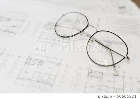 Building Floor Plan with  Glasses on the Table 50605521