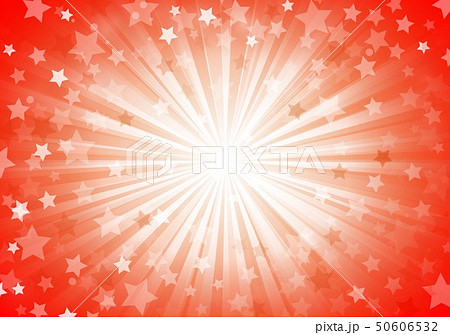 赤色放射線と星背景のイラスト素材