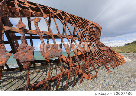 Wreckages on San Gregorio beach, Chile historic 50607436
