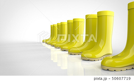 長靴 黄色 複数 右のイラスト素材