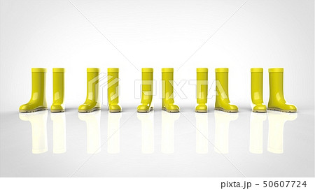 長靴 黄色 複数 正面のイラスト素材