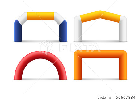 Inflatable arch sponsor balloon banner. Marathon start finish entrance event advertising 50607834
