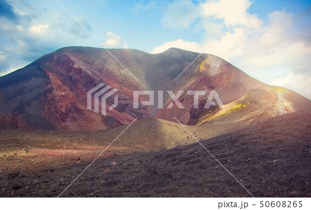 Mountain crater active volcano. Colorfull stones 50608265