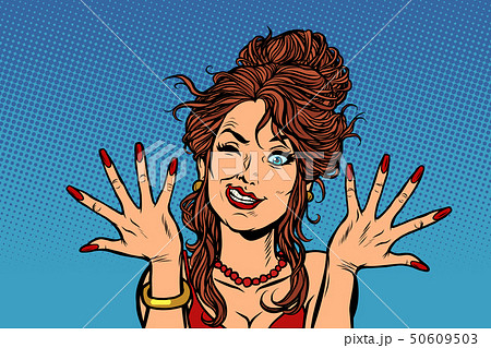 woman dries painted nails 50609503