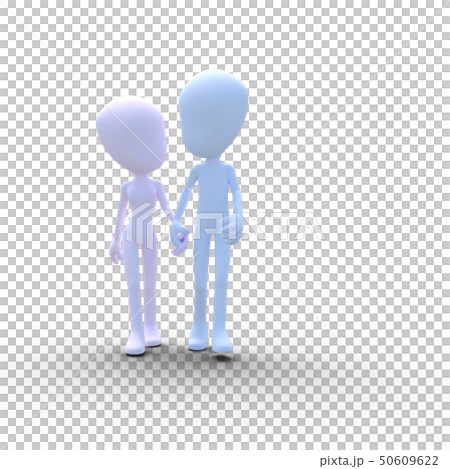 手を繋いで歩く仲良しカップル　perming3DCGイラスト素材 50609622