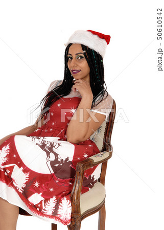 Lovely woman sitting in old armchair 50610542