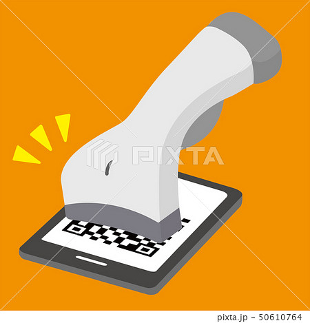 スマートフォンによるキャッシュレス決済 Qrコードスキャン バーコードスキャンのイメージイラストのイラスト素材 スマートフォンによるキャッシュレス決済 Qrコードスキャン バーコードスキャンのイメージイラストのイラスト素材