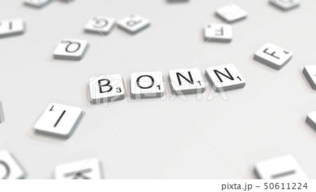 Composing BONN city name with letters. 3D rendering Composing BONN city name with letters. 3D rendering 50611224
