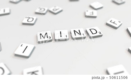 MIND word being composed with letters. 3D rendering MIND word being composed with letters. 3D rendering 50611506