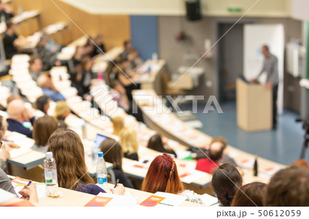 Expert speaker giving a talk at scientific business conference event. 50612059