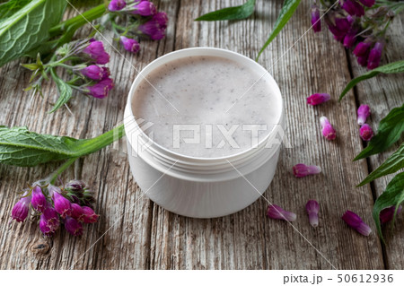 Comfrey root ointment with fresh symphytum plant Comfrey root ointment with fresh symphytum plant 50612936