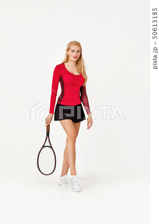 Female tennis player with tennis racket 50613185