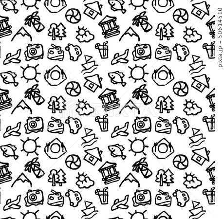 Travel journey tour trip voyage sea rest vector seamless pattern black and white Travel journey tour trip voyage sea rest vector seamless pattern black and white 50614510