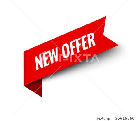 New offer ribbon vector banner. Red promotion label bew offer price tag label for advertising New offer ribbon vector banner. Red promotion label bew offer price tag label for advertising 50616660