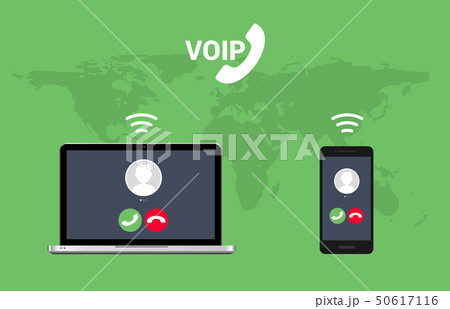 Voip call system voice phone technology. Voice over ip internet video telephony data cloud laptop Voip call system voice phone technology. Voice over ip internet video telephony data cloud laptop 50617116