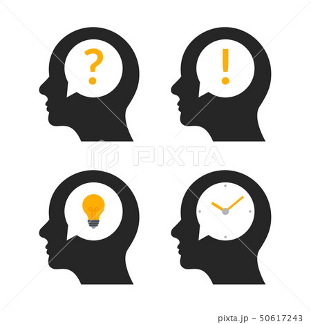 Human head brain idea profile. Person business question people mind creative illustration icon 50617243