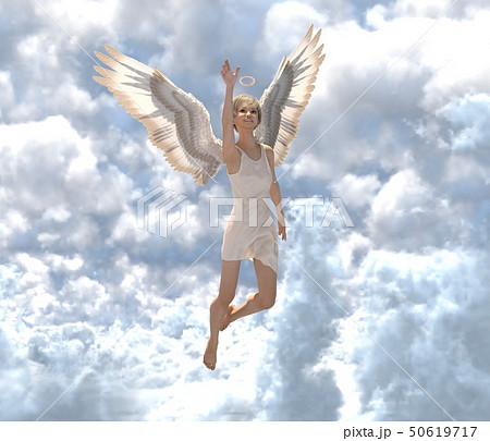 雲の中の可愛い天使 Perming3dcg イラスト素材のイラスト素材