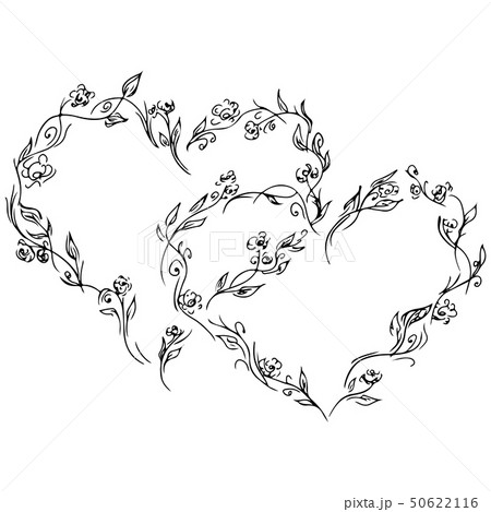Wreath of two black hearts of roses or peonies Wreath of two black hearts of roses or peonies 50622116